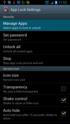 Screenshot of the application Quick App Lock - #1