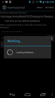 Screenshot of the application KeePassDroid - #1