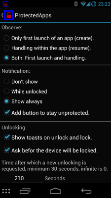 Screenshot of the application ProtectedApps - #6