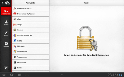 Screenshot of the application Password Manager for Tablet (Depreciated) - #1