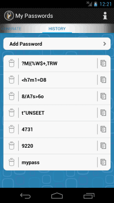 Screenshot of the application My Passwords Generator - #4