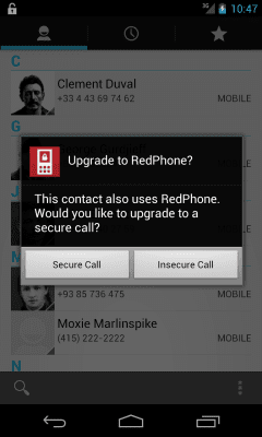 Screenshot of the application RedPhone Private Calls - #3