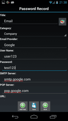 Screenshot of the application Password Safe Lite - #2