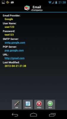Screenshot of the application Password Safe Lite - #3