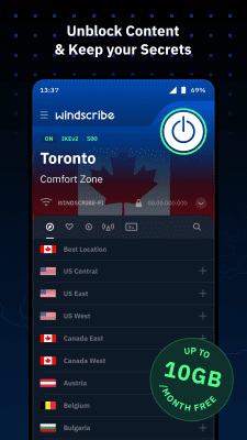 Screenshot of the application Windscribe VPN - #1