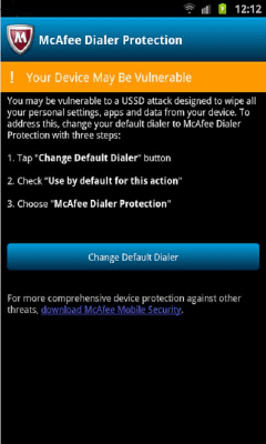 Screenshot of the application McAfee Dialer Protection - #1