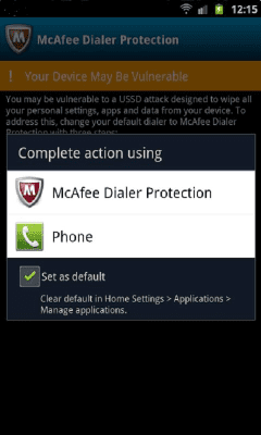 Screenshot of the application McAfee Dialer Protection - #2