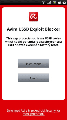 Screenshot of the application Avira USSD Exploit Blocker - #1