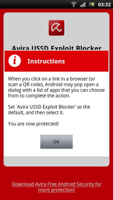 Screenshot of the application Avira USSD Exploit Blocker - #2