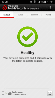 Screenshot of the application Enterprise Mobile Security - #1