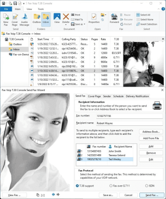 Screenshot of the application Fax Voip T.38 Console - #2