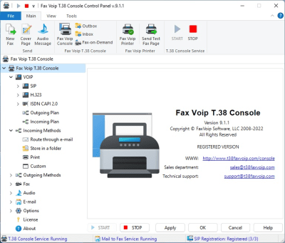 Screenshot of the application Fax Voip T.38 Console - #4