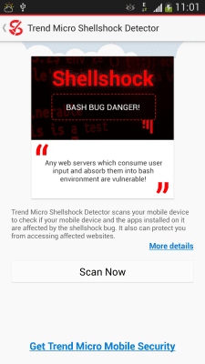 Screenshot of the application Shellshock Detector - #1