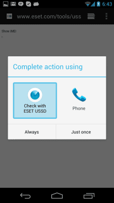 Screenshot of the application ESET USSD Control - #2