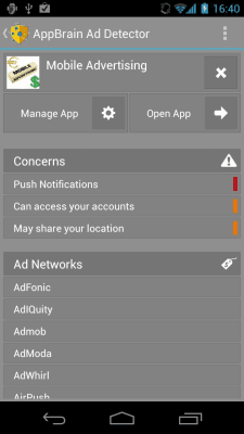 Screenshot of the application AppBrain Ad Detector - #4