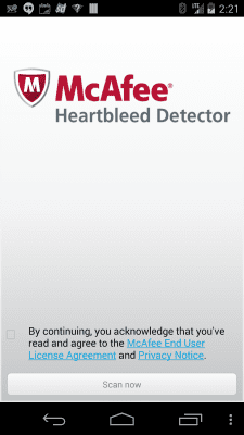 Screenshot of the application McAfee Heartbleed Detector - #1