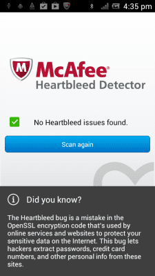 Screenshot of the application McAfee Heartbleed Detector - #9