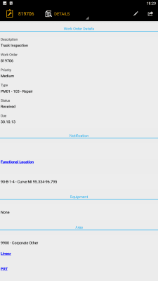 Screenshot of the application SAP Work Manager for Phone - #4