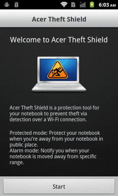 Screenshot of the application Acer Theft Shield - #1