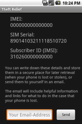 Screenshot of the application Theft Relief - #2