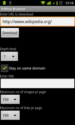Screenshot of the application Offline Browser - #2