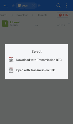 Screenshot of the application Transmission BTC - Torrent Downloader - #7