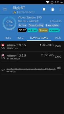 Screenshot of the application BiglyBT torrent client with remote control - #3