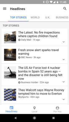 Screenshot of the application Google News & Weather - #1