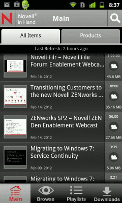 Screenshot of the application Novell in Hand - #2
