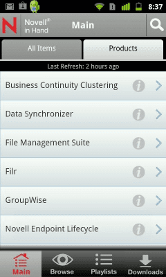 Screenshot of the application Novell in Hand - #3