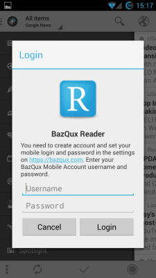 Screenshot of the application BazQux Reader | News+ - #2