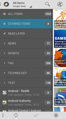 Screenshot of the application BazQux Reader | News+ - #3