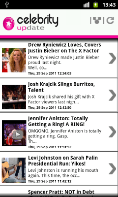 Screenshot of the application Celebrity Update - #3