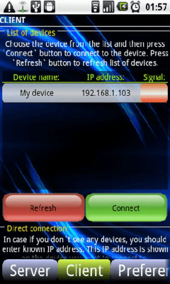 Screenshot of the application WiFi File Sharing Demo - #2