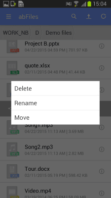 Screenshot of the application abFiles (Acer Remote Files) - #4