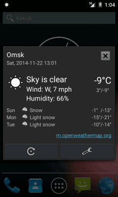Screenshot of the application Weather notification - #2