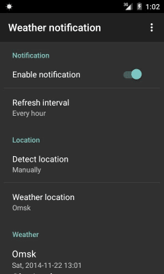 Screenshot of the application Weather notification - #4