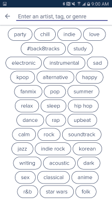 Screenshot of the application 8tracks playlist radio - #6