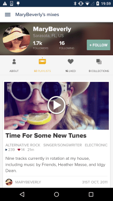 Screenshot of the application 8tracks playlist radio - #7