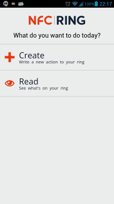 Screenshot of the application NFC Ring Control - #1