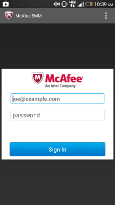 Screenshot of the application McAfee EMM - #1