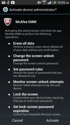 Screenshot of the application McAfee EMM - #3