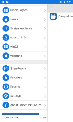 Screenshot of the application SpiderOak Groups - #3