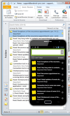 Screenshot of the application Outlook Note - USB Sync - #1