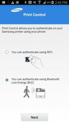 Screenshot of the application Samsung Mobile Print Control - #1