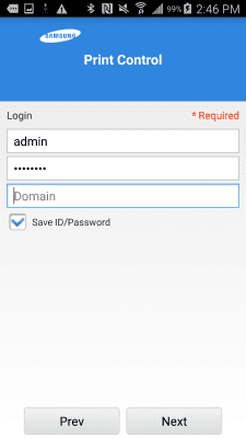 Screenshot of the application Samsung Mobile Print Control - #3