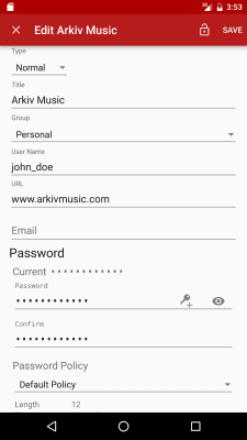 Screenshot of the application PasswdSafe - #7