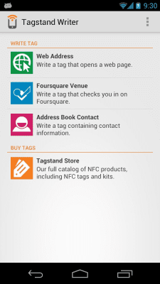 Screenshot of the application NFC Writer by Trigger - #1