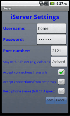 Screenshot of the application iServer - #2
