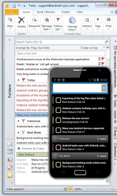 Screenshot of the application Outlook Task - USB Sync - #1